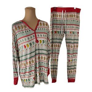 Little Sleepies Women's Pajamas Fair Isle Gingerbread Size M/L (READ) Christmas